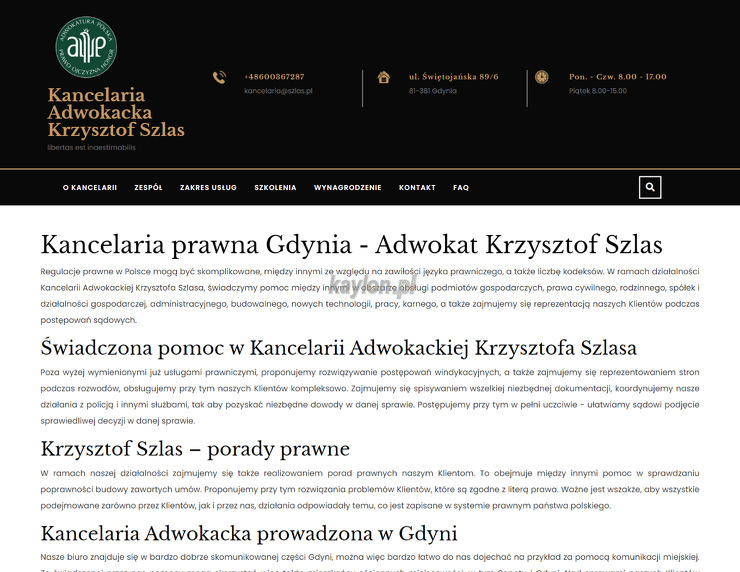 Kancelaria Adwokacka Krzysztof Szlas strona www
